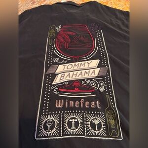 Tommy Bahama Black 100% Silk "Winefest" Camp Shirt Size XL Embroidered Back Logo